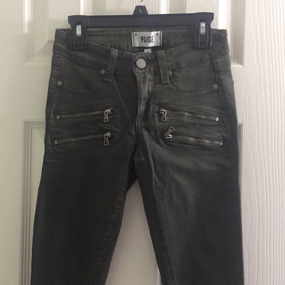 PAIGE Army Green Skinny Jeans size 23